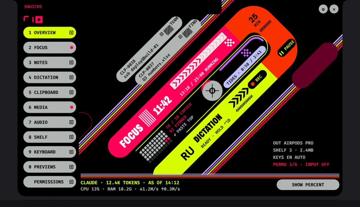 Design study in progress, not in the app yet: the Shuichi hub as an acid poster loop.